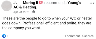 These are the people to go to when your A/C or heater goes down. Professional, efficient and polite. They are the company you want.
